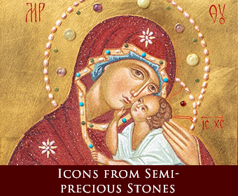 icons from grounded semi-precious stones