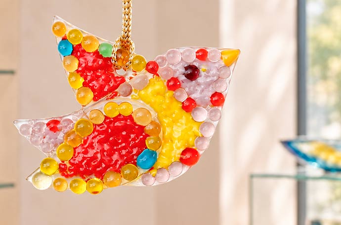 handmade glass pendant bird